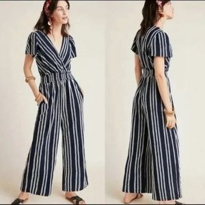 NEW W/ TAG Dolan Left Coast Collection Blue/White Textured Stripe Jumpsuit - XS